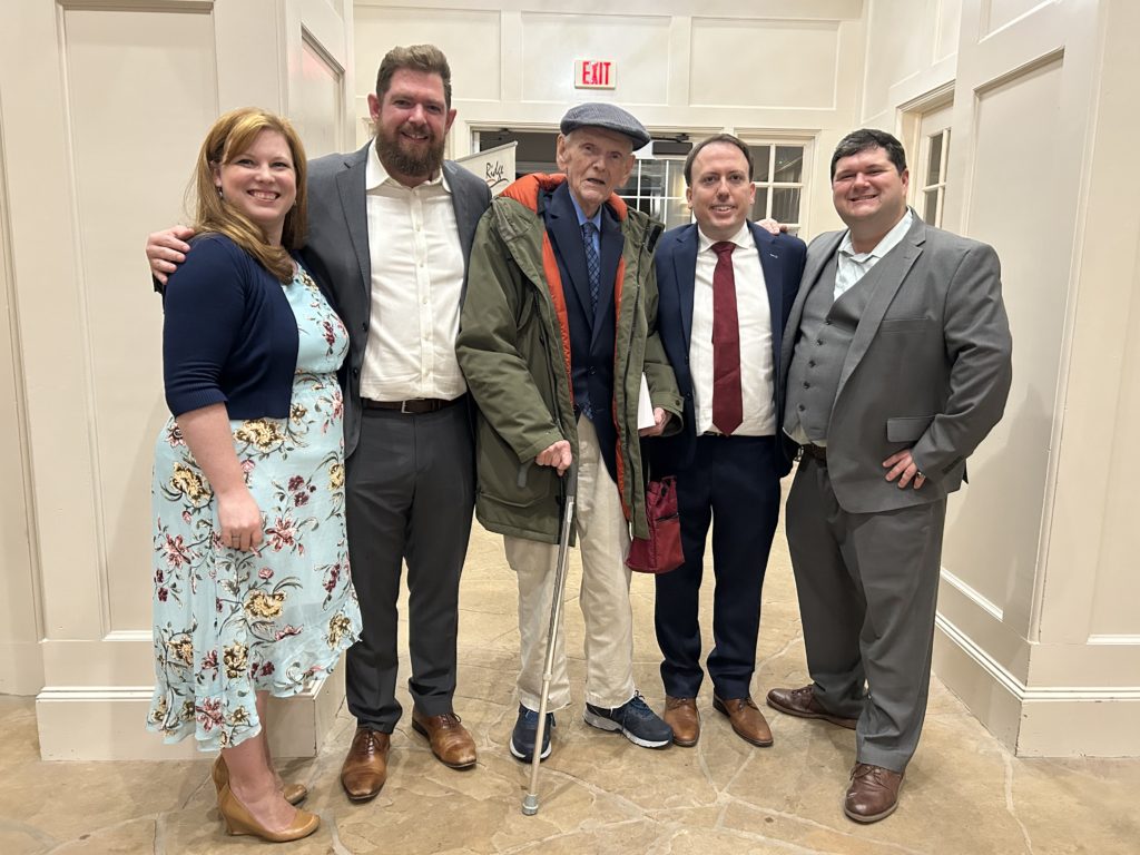 The Kynock Foundation board with Bill Burke. From left to right: Signe Lindberg, Brendan Kennedy, Bill Burke, Matt Porter, and James D'Amico.